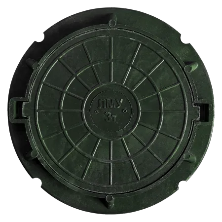 Люк полимер-песчаный легкий малогабаритный усиленный 30кН (ЗЕЛЕНЫЙ)